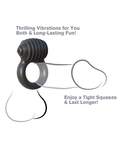 Чёрное эрекционное виброкольцо Pipedream Blackjack Power Ring PD5929-23