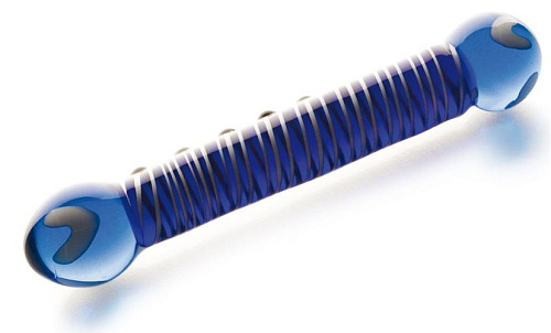 Голубой стеклянный двусторонний стимулятор Sexus Glass 912053