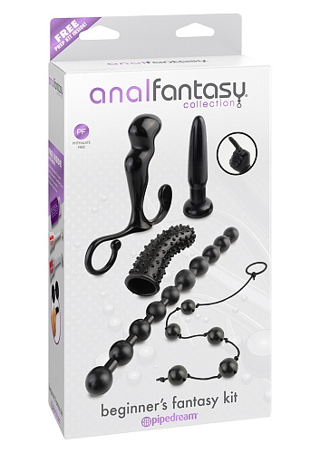 Чёрный набор для анального секса из 5 предметов Pipedream Beginners Fantasy Kit PD4670-00