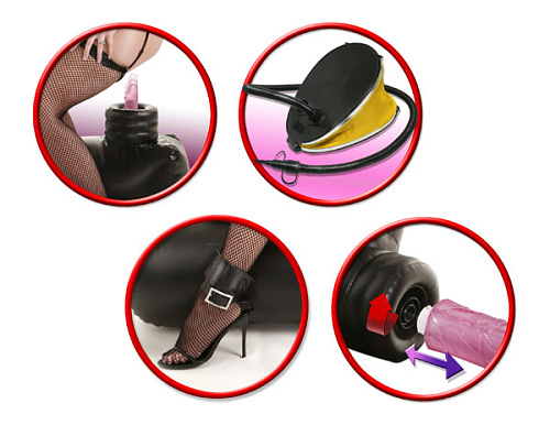 Чёрная надувная кушетка с насадками Pipedream Inflatable Love Lounger PD2194-00