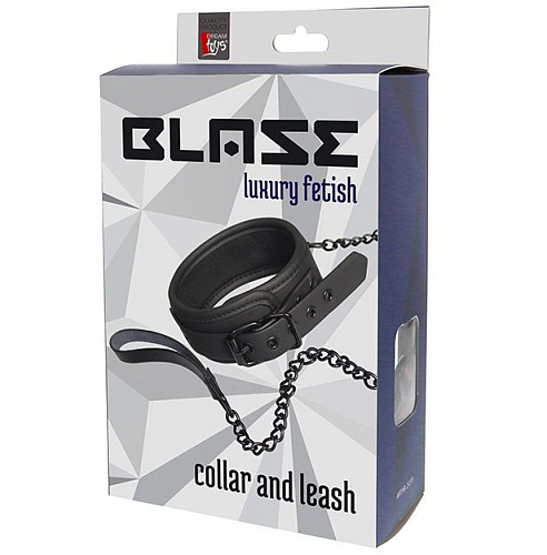 Чёрный ошейник с поводком Dream Toys BLAZE COLLAR AND CHAIN BLACK 21264