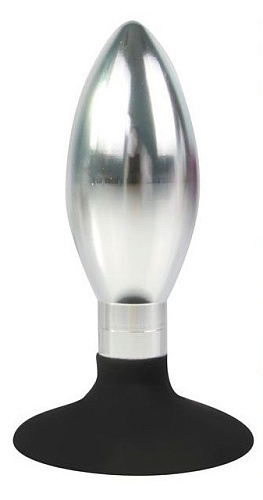 Серебристо-чёрная каплевидная анальная пробка Bior toys IL-28007-SLV (10 см)