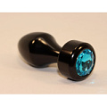 Чёрная анальная пробка с голубым кристаллом 4sexdreaM 47440-1 (7,8 см)