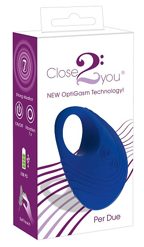 Виброкольцо синего цвета для пениса Orion Per Due 0587923