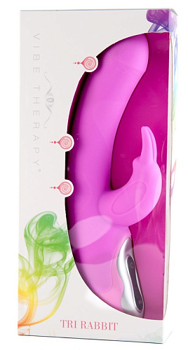 Розовый вибратор с клиторальным стимулятором Vibe Therapy TRI RABBIT V005R4X087R4 (22 см)