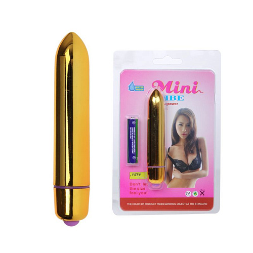 Золотистая водонепроницаемая вибропулька Baile BI-014233-gold