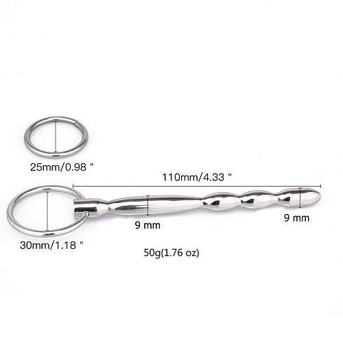 Металлический уретральный стимулятор с ограничителем-колечком Bior toys NTU-80408