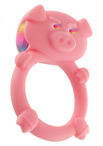 Розовое кольцо на пенис с вибрацией Toy Joy MAD PIGGY C-RING 3006010209