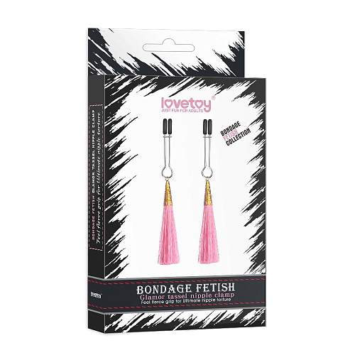 Зажимы на соски с декоративными розовыми кисточками Lovetoy LV761009