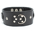 Чёрный кожаный ошейник с короткими шипами БДСМ арсенал 55008