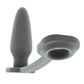 Серая анальная пробка-конус с эрекционным кольцом Shots Media BV SONO №1  SON001GRY