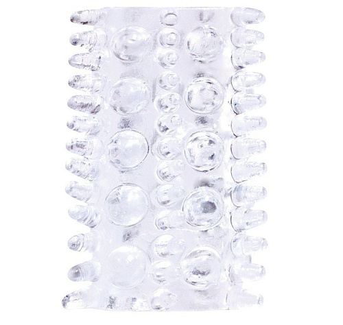 Прозрачная насадка на пенис с шипами и шишечками Dream Toys BASICX TPR SLEEVE CLEAR 0.7INCH 20684