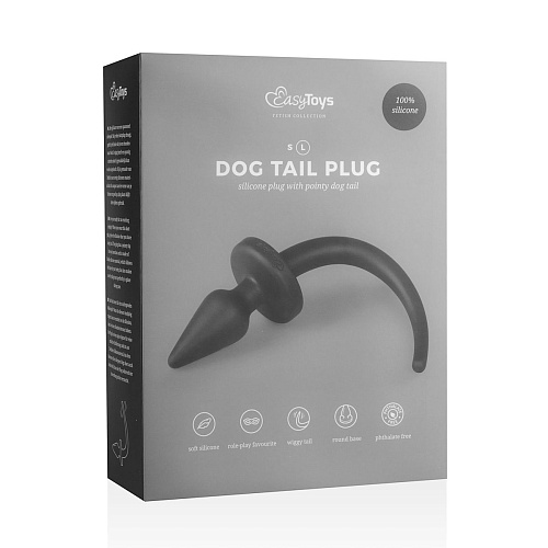 Чёрная пробка-конус с хвостом EDC Wholesale Dog Tail Plug ET321BLK