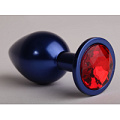Синяя анальная пробка с красным кристаллом 4sexdreaM 47196-1 (8,2 см)
