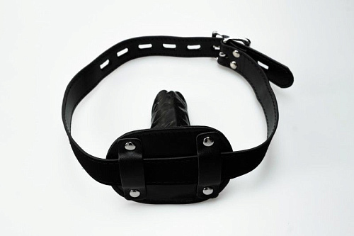 Чёрный кляп-фаллос на ремне с замком Сумерки богов 914-03 BX DD