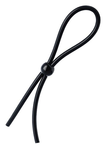 Чёрное лассо на пенис с одной бусиной A-toys 768021