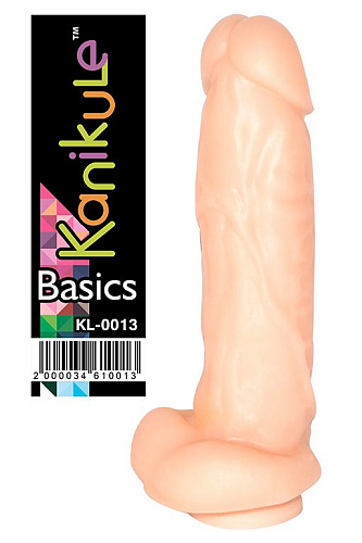 Телесный фаллоимитатор с поджатой мошонкой на присоске Kanikule Simple KL-0013 (20 см)