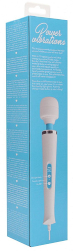 Бело-голубой вибромассажёр Shots Media BV Wonder Wand TOY970BLU (32 см)