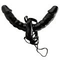 Двойной страпон чёрного цвета с вибрацией Pipedream Vibrating Double Delight Strap-On PD3382-23