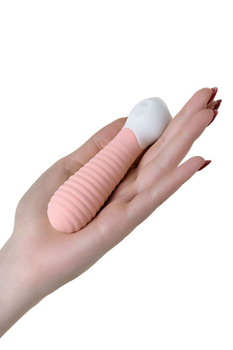 Нежно-розовый мини-вибратор с ребрами S-HANDE MINI 2 SHD-050-2P (11,8 см)