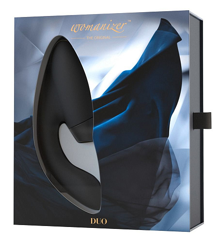 Чёрный стимулятор с вагинальным отростком Womanizer DUO 0594946