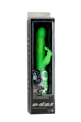 Зелёный вибратор с клиторальным стимулятором NMC INSTYLE DUO VIBRATOR 5.5INCH 111697 (14 см)