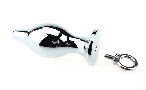 Серебристая металлическая анальная пробка с кольцом 4sexdreaM 47421 (7 см)