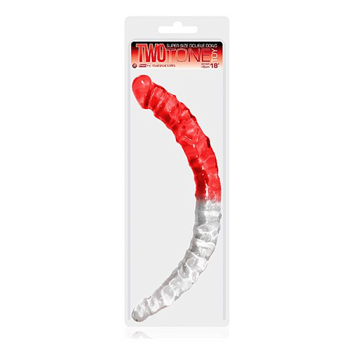 Прозрачно-красный двусторонний фаллоимитатор NMC 111826 (46 см)