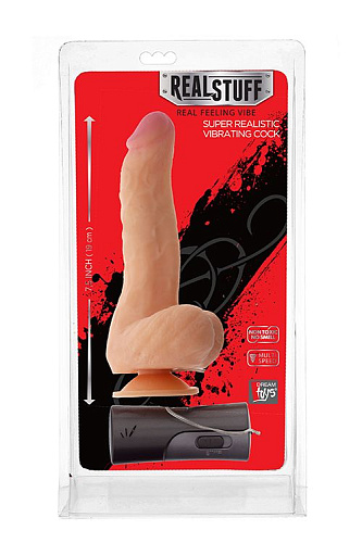Реалистичный вибромассажёр телесного цвета Dream Toys REALSTUFF 7.5INCH VIBRATOR 20627 (19 см)