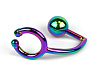Радужное эрекционное кольцо с анальным плагом House of steel Rainbow Horse Shoe Ring with 40mm Diameter Ball CB843-S