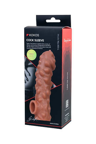 Телесная насадка на фаллос с крупными бугорками KOKOS EXTREME SLEEVE RES.003-L (17,6 см)
