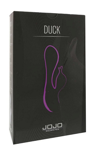 Филетовый вибратор с клиторальным стимулятором-уточкой JOJO Duck (12 см)