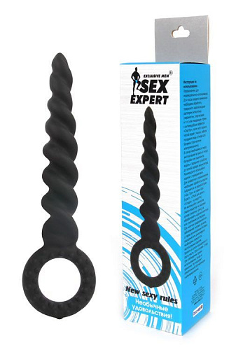 Чёрный анальный стимулятор с ограничителем Bior toys SEM-55086 (16 см)