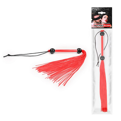Красная многохвостая плеть с чёрными шариками на рукояти Bior toys NTB-80510 (35 см)