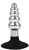 Серебристо-чёрная анальная пробка-ёлочка с ограничителем Bior toys IL-28011-SLV (9 см)
