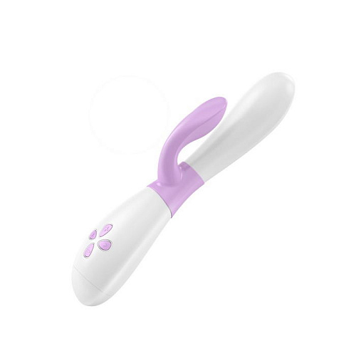 Белый вибратор с розовым клиторальным отростком OVO K2 WHITE/PINK (21 см)