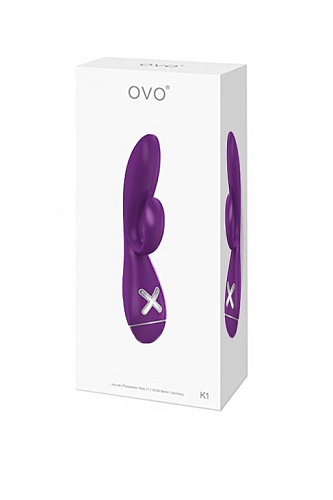 Фиолетовый вибратор с клиторальным стимулятором OVO K1 PURPLE (20 см)