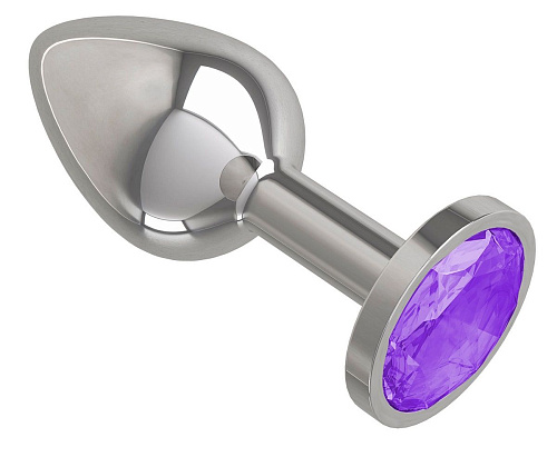 Серебристая анальная втулка с фиолетовым кристаллом Сумерки богов 513-08 purple-DD (7 см)