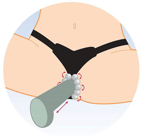 Чёрные трусики с шариками для стимуляции половых губ Pipedream Glow in the Dark Beaded Panties PD2145-00 (размер S-M-L)