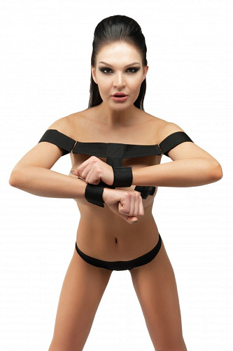 Чёрный ремень для фиксации предплечий к запястьям Сумерки богов 960-16 BX DD