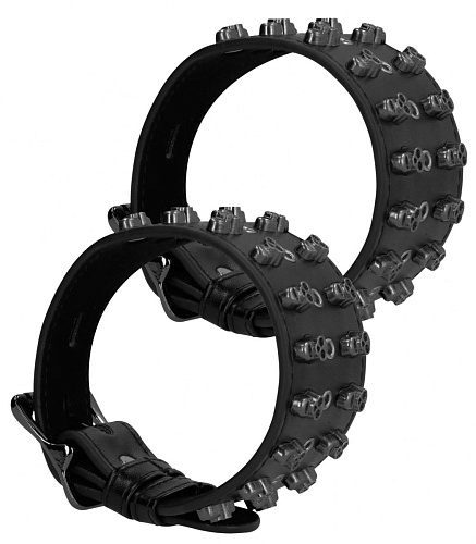 Чёрные поножи с заклепками в виде черепов Shots Media BV OU287BLK