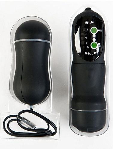 Чёрное виброяйцо с пультом ДУ ToyFa 901010-5 (7 см)