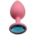 Розовая анальная пробка с голубым кристаллом Eroticon P3413-03 (8,4 см)