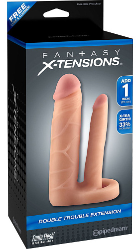 Телесная насадка в форме пениса с анальным фаллосом Pipedream Double Trouble Extension PD4147-21 (18,4 см)