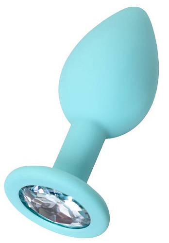 Мятная анальная пробка с прозрачным кристаллом ToyFa Brilliant 357013 (7 см)
