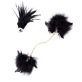 Чёрный перьевой эротический набор (наручники с цепочкой и кисточка-щекоталка) Romfun QS-002