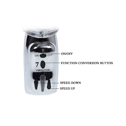 Прозрачный ротатор со стимулятором клитора и 7 программами вибрации Baile BW-033785-0702 (26,5 см)