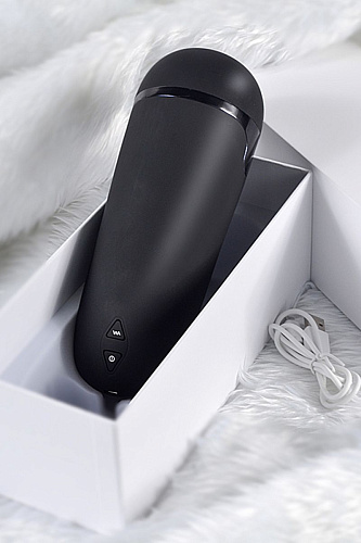 Мастурбатор-вагина чёрного цвета в тубе с вибрацией Xise XS-MA70009