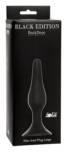 Чёрная анальная пробка Lola toys Slim Anal Plug Large 4205-01Lola (12,5 см)