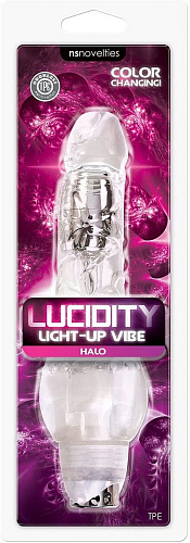 Прозрачный вибратор-реалистик NS Novelties Lucidity Halo Light Up Vibe NSN-0286-41 (23 см)